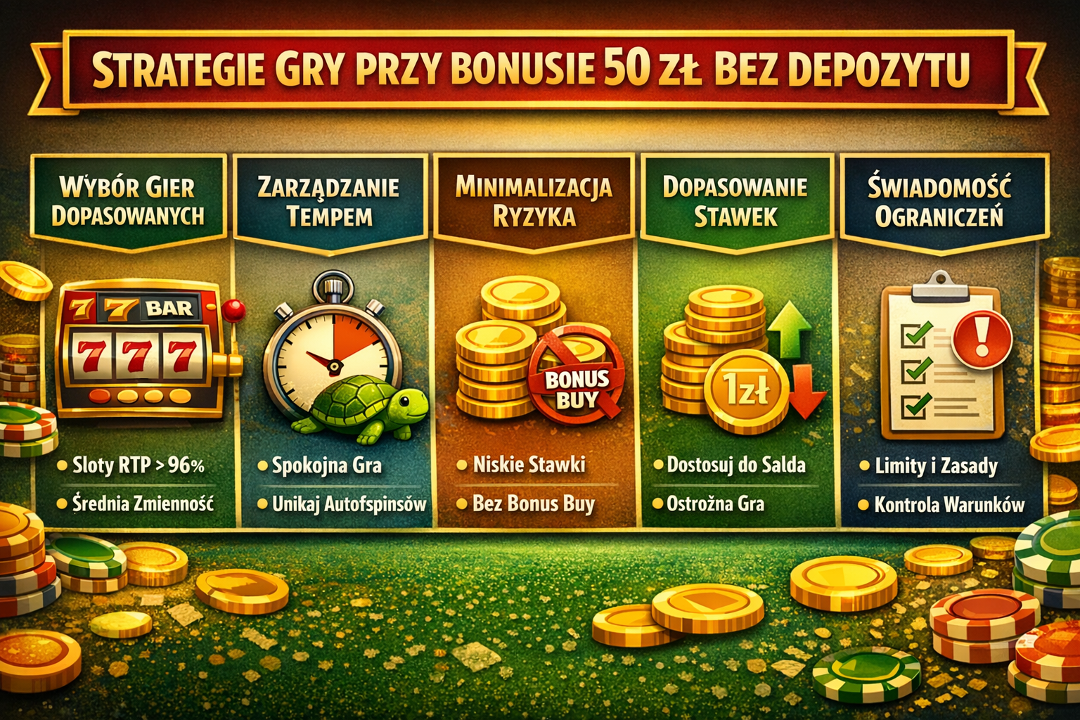 Strategie gry przy bonusie 50 zł bez depozytu